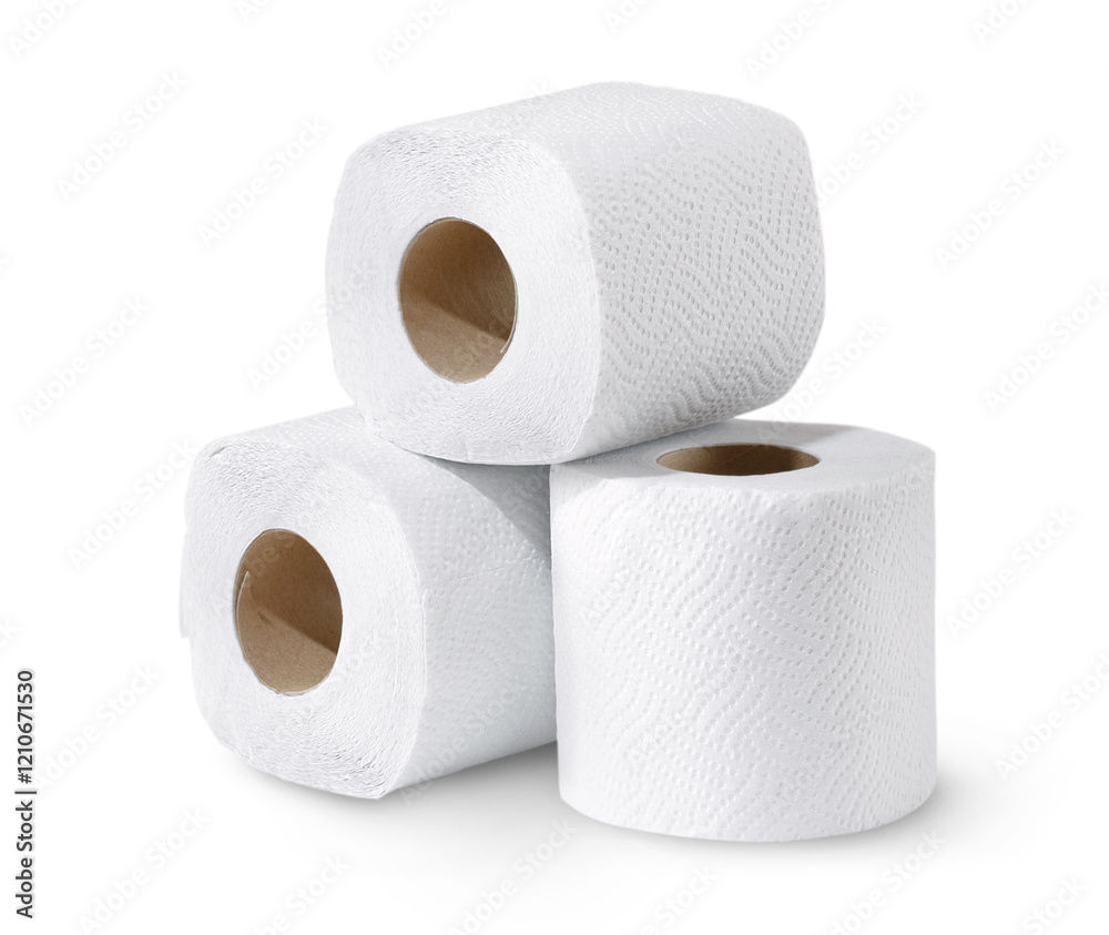 Three white soft toilet paper rolls Three white soft toilet paper rolls