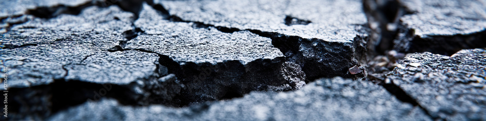 Close-up of Cracked Asphalt Surface Close-up of Cracked Asphalt Surface