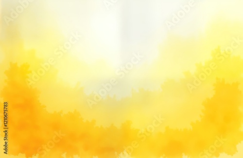 Warm yellow watercolor background shows soft gradient, texture. Abstract painting with bright, light colors. Artistic, creative design. Hand made. Sunny, cheerful colours. Minimalist, simple