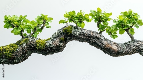 A single gnarled tree branch extends into the frame, its irregular curves and knots showcasing the passage of time.