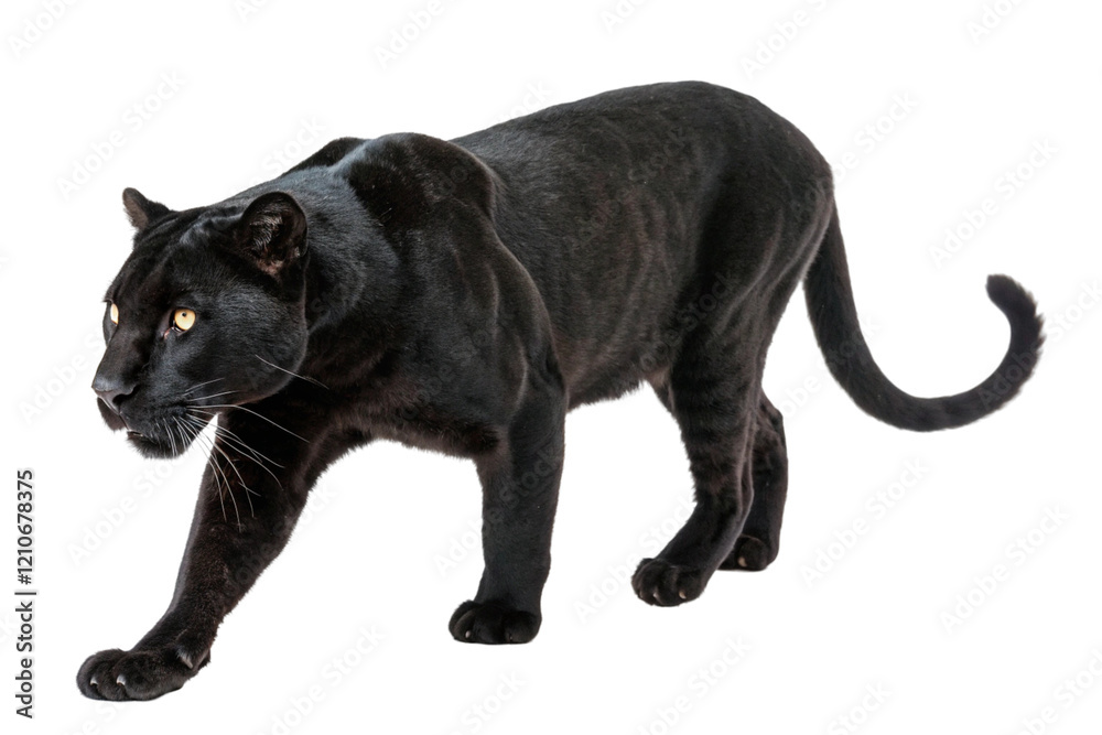 black leopard isolated on transparent background black leopard isolated on transparent background
