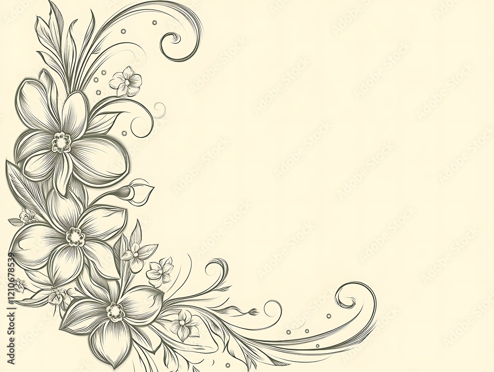 Elegant Floral Design With Swirls And Flowers Elegant Floral Design With Swirls And Flowers