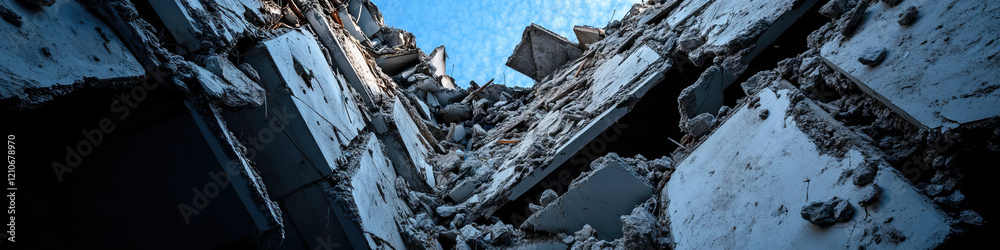 Demolished Building: Concrete Debris and Structure Fragments Demolished Building: Concrete Debris and Structure Fragments