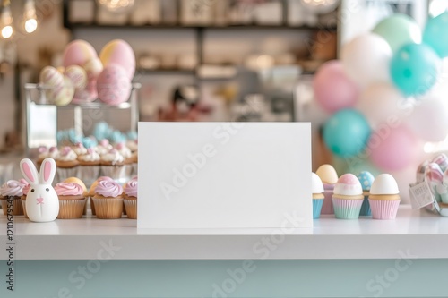 Wallpaper Mural Empty easter banner displayed on a table with cupcakes and decorations Torontodigital.ca