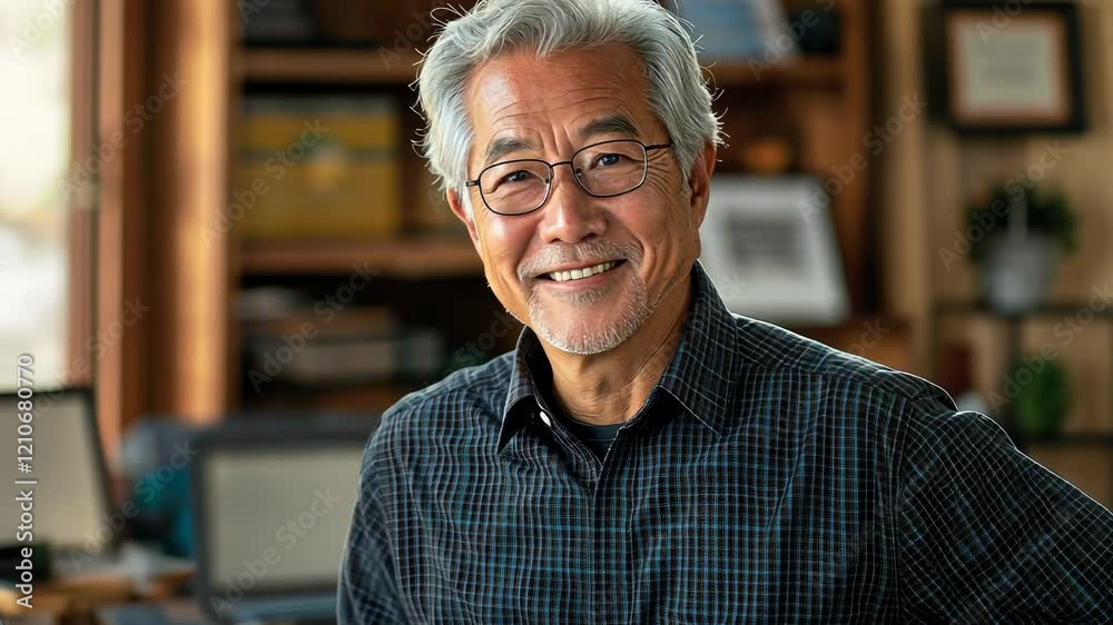 The Smiling Senior in Office The Smiling Senior in Office