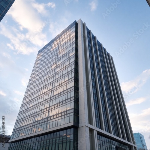 Modern office building, sky view.