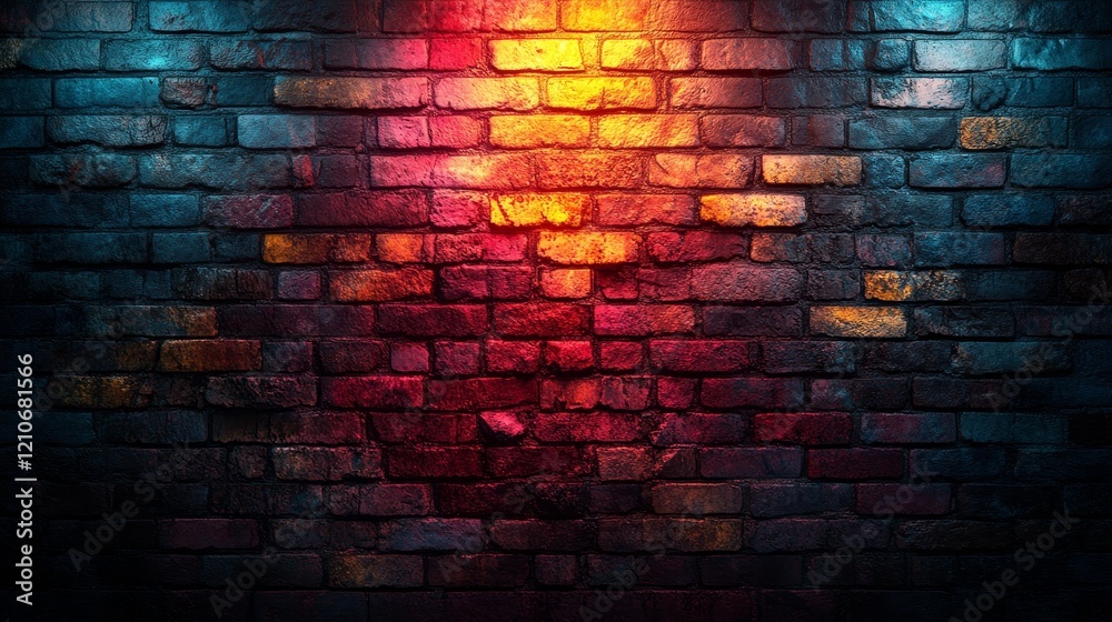 custom made wallpaper toronto digitalA brick wall with a red and blue light shining on it