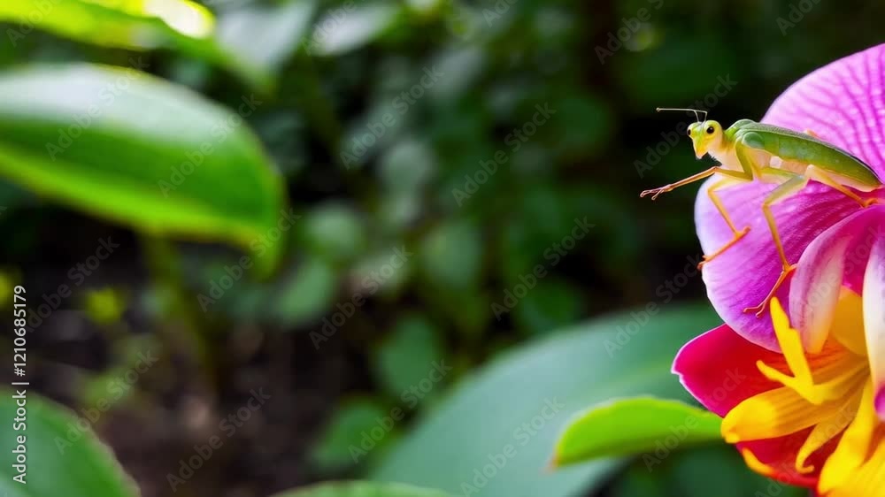 Insect Perched on Vibrant Flower in Lush Garden Showcasing Nature's Beauty Insect Perched on Vibrant Flower in Lush Garden Showcasing Nature's Beauty
