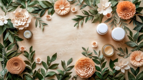 Wallpaper Mural Natural Spa Arrangement with Creams and Floral Decorations Torontodigital.ca