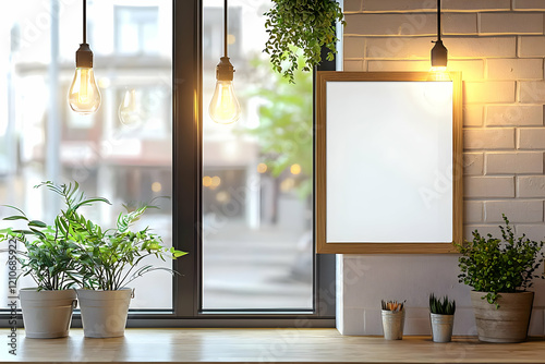 A window sign mockup placed in a well-lit retail space, offering space for custom branding and product promotions. photo