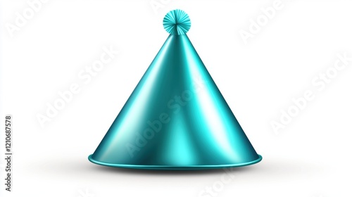 Aqua Party Hat on White Background for Celebrations and Events photo