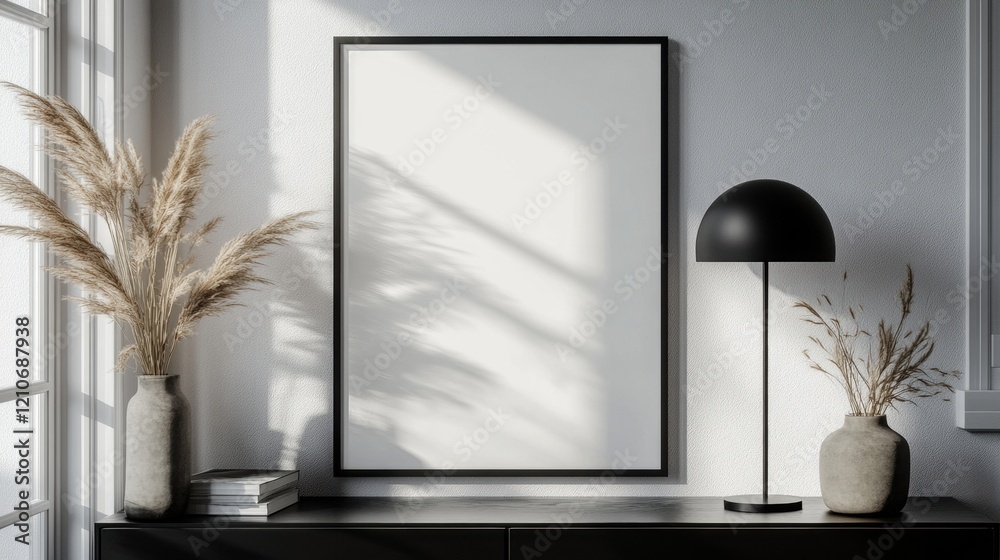 Elegant Interior Design with Blank Frame and Stylish Decor Elegant Interior Design with Blank Frame and Stylish Decor