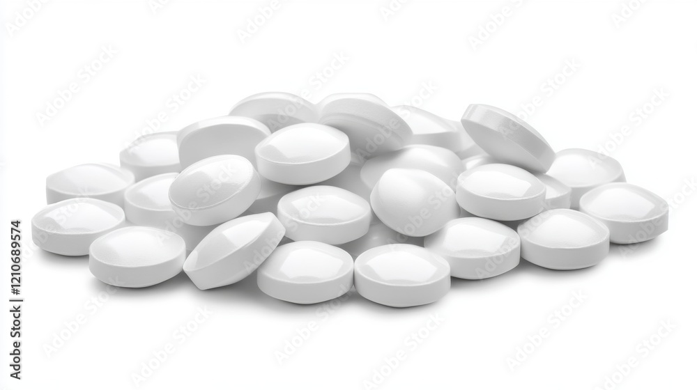 Close-Up View of Many White Tablets on a Clean Background Close-Up View of Many White Tablets on a Clean Background
