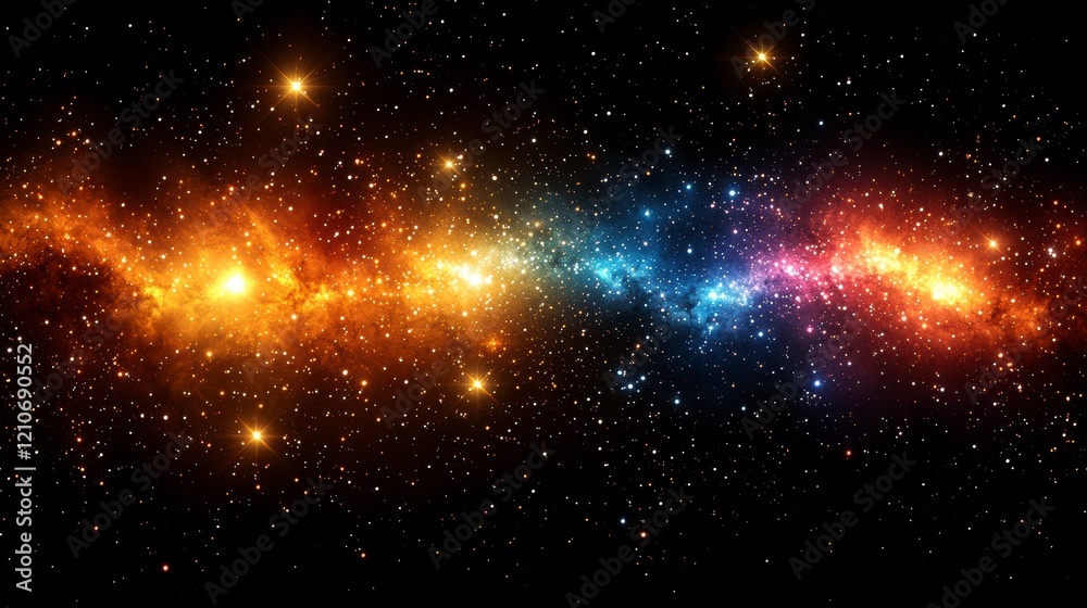 Vibrant nebula in space with orange, blue, and red hues. Vibrant nebula in space with orange, blue, and red hues.