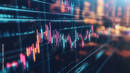 Digital Screen With Stock Market Data