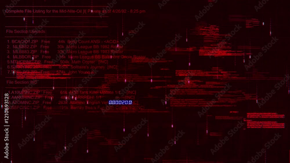Warning and error on hacking background screen Red Color