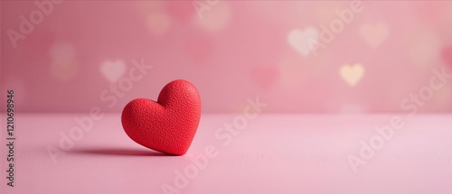 Valentine's Day Heart on a Soft Pink Background, for Romantic Cards and Love Holidays