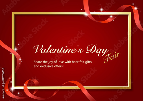 リボンのあしらいがお洒落な、フレーム背景イラスト