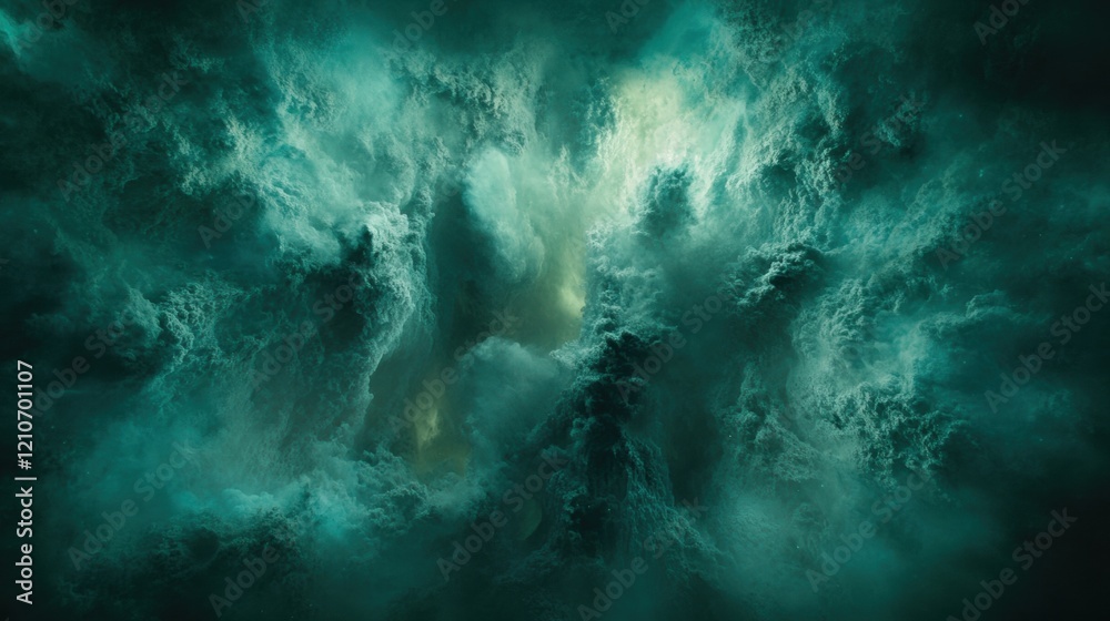 Dark Abstract Waves of Turbulent Water with Mystical Green Hues Dark Abstract Waves of Turbulent Water with Mystical Green Hues