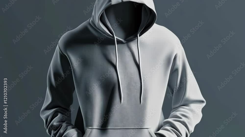Hoodie silhouette transition with subtle lighting changes