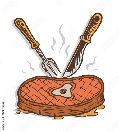 Art & Illustration steak beef barbecue vector drawing
