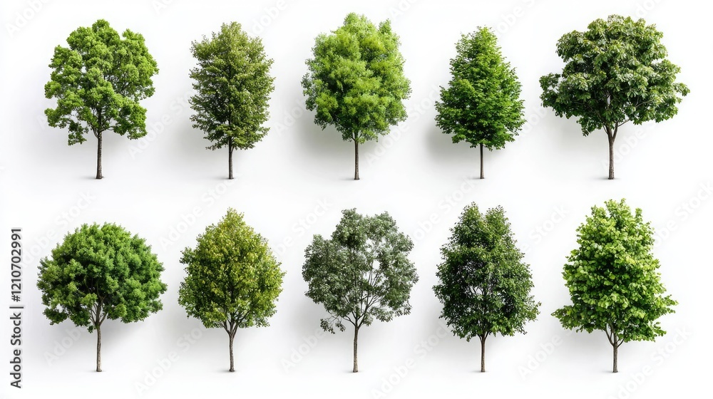 Fototapeta premium Green trees isolated on white background for design