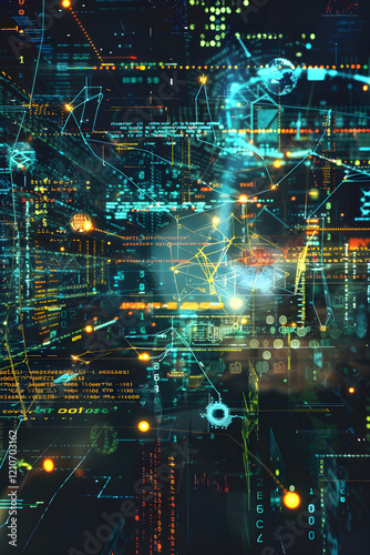 Wallpaper Mural Futuristic Representation of Machine Learning and Big Data Processing Torontodigital.ca