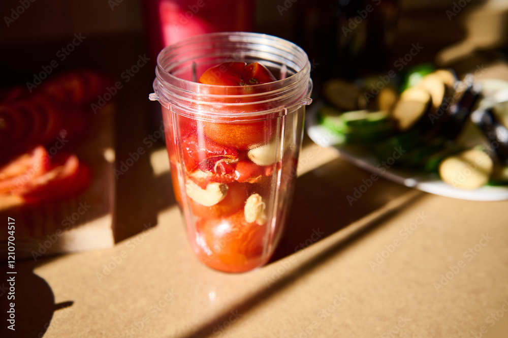 Fresh vegetable preparation for detox smoothie displayed with vibrant ingredients Fresh vegetable preparation for detox smoothie displayed with vibrant ingredients