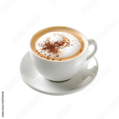 Hot coffee cappuccino in a ceramic cup isolated on a transparent background. vector illustration