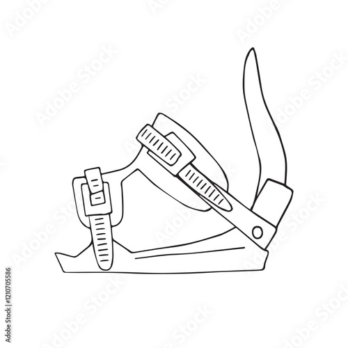 Vector hand drawn sketch doodle outline snowboard boot isolated on white background