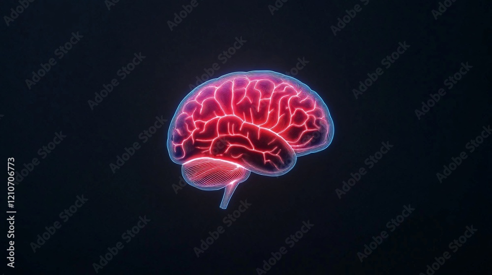 Obraz premium Neon Brain Illustration