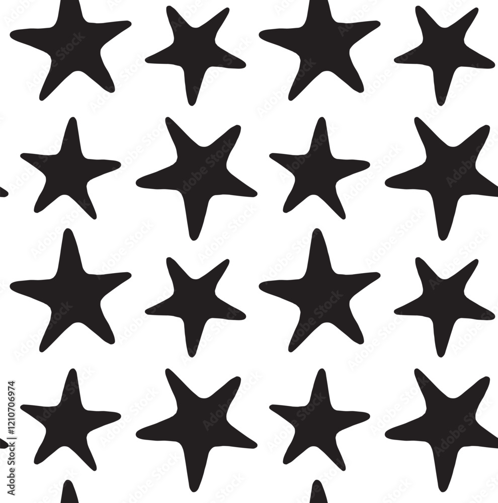 Vector seamless pattern of hand drawn starfish silhouette isolated on white background Vector seamless pattern of hand drawn starfish silhouette isolated on white background