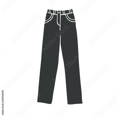 Vector hand drawn sketch doodle jeans pants isolated on white background