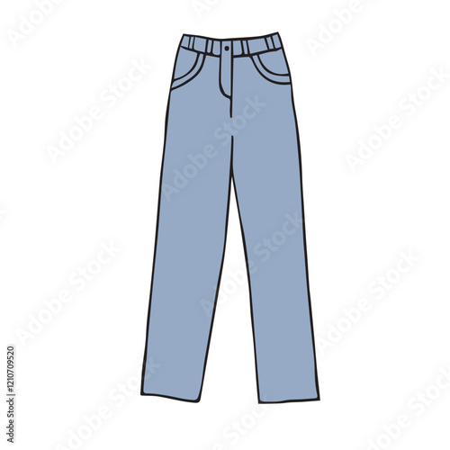 Vector hand drawn sketch doodle colored jeans pants isolated on white background