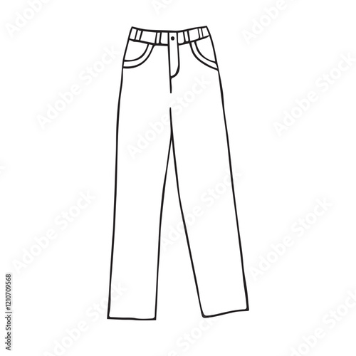 Vector hand drawn sketch doodle outline jeans pants isolated on white background