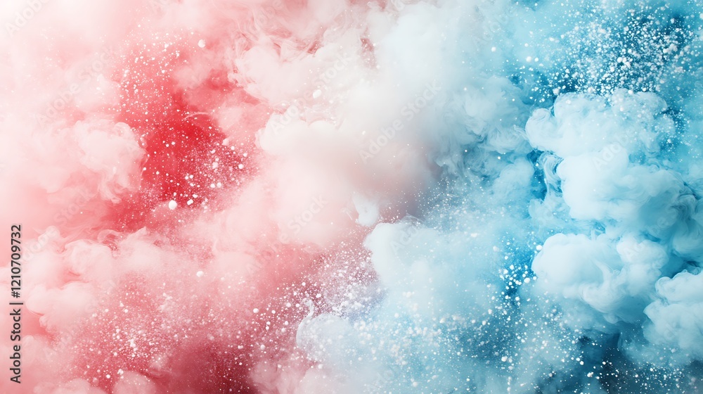 Fototapeta premium Abstract Pink and Blue Ink Clouds with Glitter