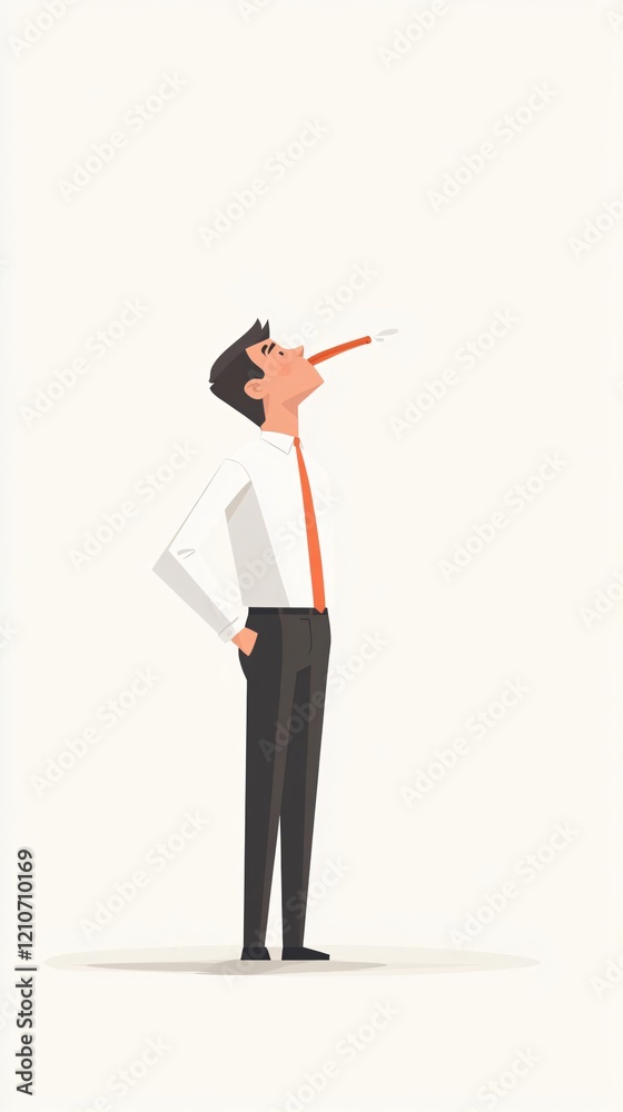 Businessman with a Long Nose: A Satirical Illustration of Lying and Dishonesty in the Corporate World Businessman with a Long Nose: A Satirical Illustration of Lying and Dishonesty in the Corporate World