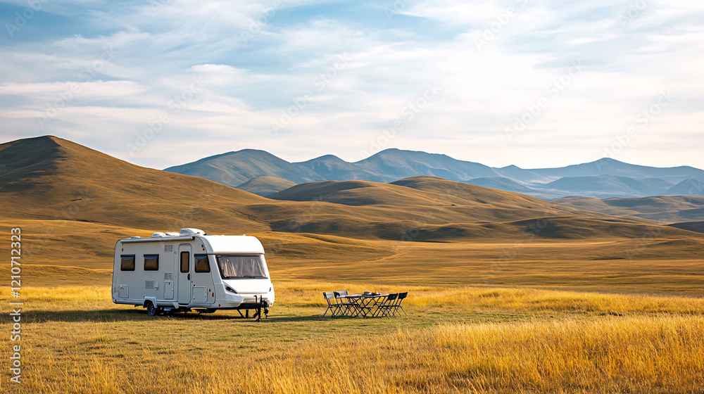 Camping in Nature with Caravan