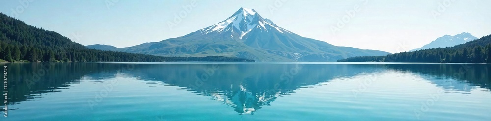 crystal clear water and a peak in the distance, lake, reflection crystal clear water and a peak in the distance, lake, reflection