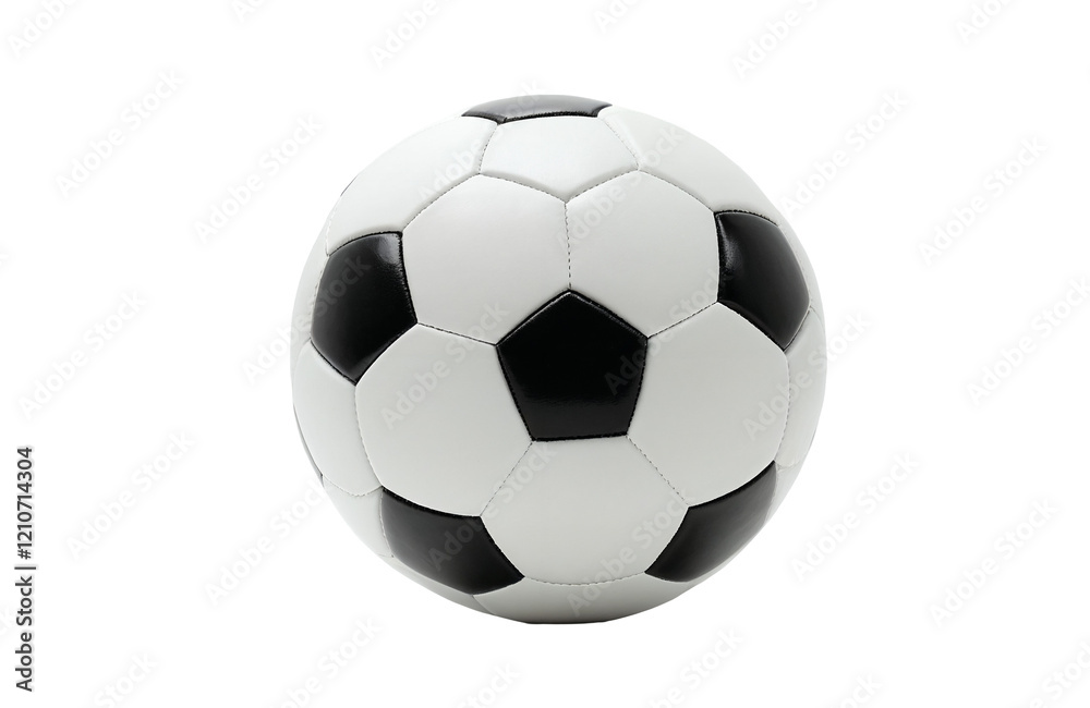 A classic football ball with black and white panels isolated on a transparent background. A classic football ball with black and white panels isolated on a transparent background.