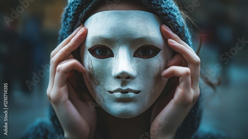 Symbolic Image Of A Person Wearing A Mask Hiding photo