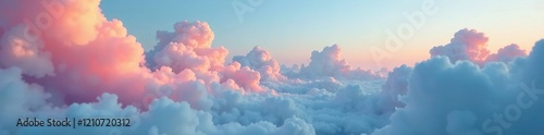 Soft pink-orange clouds drift through a blue-gray smoky veil, blue, orange, pink photo