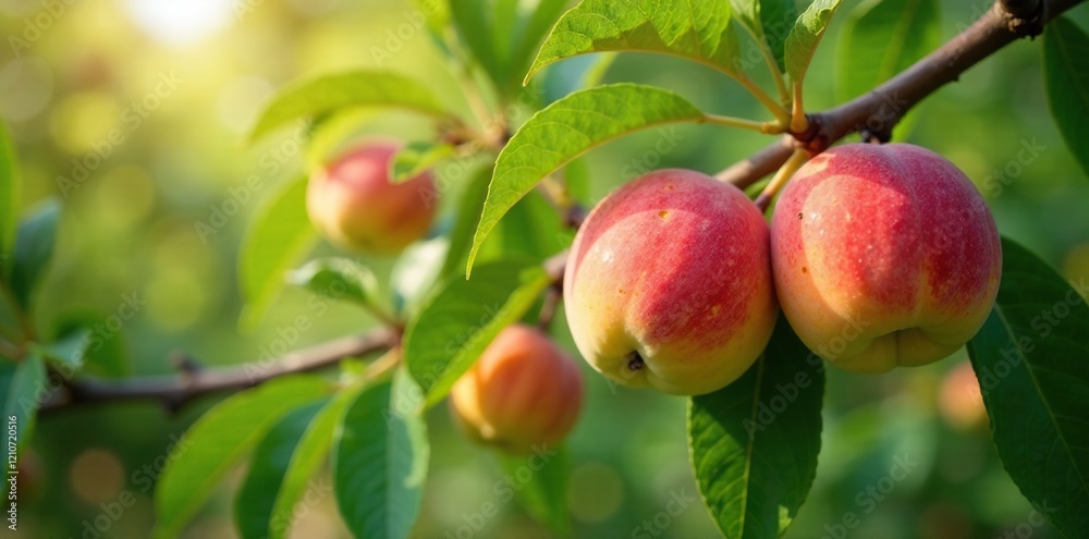 A sea of ripening peaches on the tree branches, juicy, tree branches A sea of ripening peaches on the tree branches, juicy, tree branches