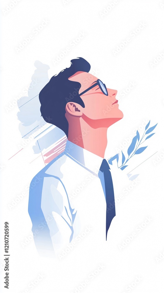 Fototapeta premium Thoughtful Man Looking Up: A Portrait of Hope, Aspiration, and Future