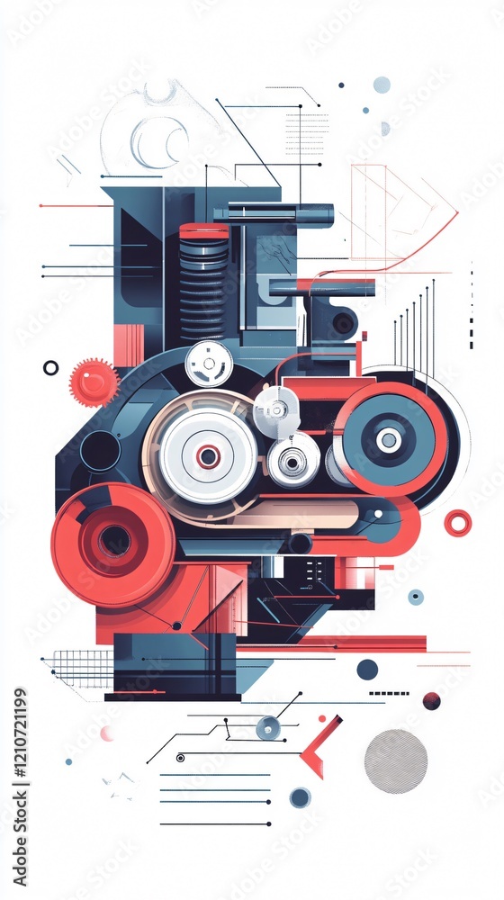 Fototapeta premium Intricate Mechanical Abstract: A Fusion of Art and Engineering
