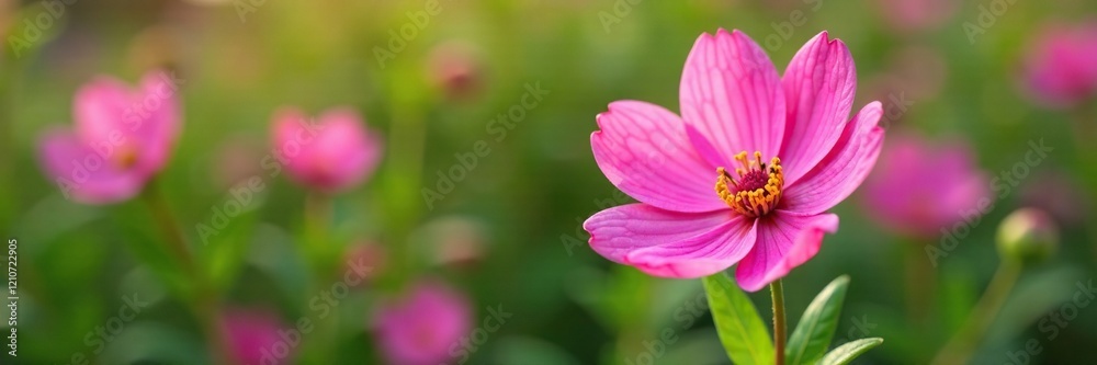 Pink Manuka flower blossom in a garden among other flowers and foliage, botanical, spring Pink Manuka flower blossom in a garden among other flowers and foliage, botanical, spring