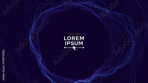 Abstract Sound Wave Round Frame Background. Dynamic Music Wavy Lines Flow. Digital Equalizer. Round Sound Data Visualization. Abstract Vector Background.