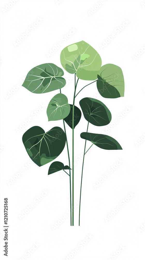 Obraz premium Elegant Green Leaves on White: A Minimalist Botanical Illustration for Modern Decor