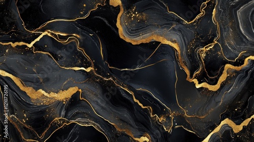 Abstract black gold marble texture; fluid art; design background
