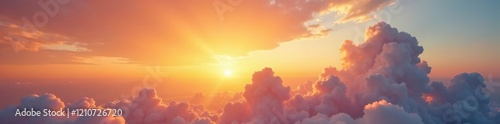 Clouds are streaked across the orange-hued sky like wisps of cotton, , weather conditions
